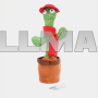 Танцующий кактус Dancing Cactus в горшке с подсветкой повторяет звуки 120 мелодий красный
